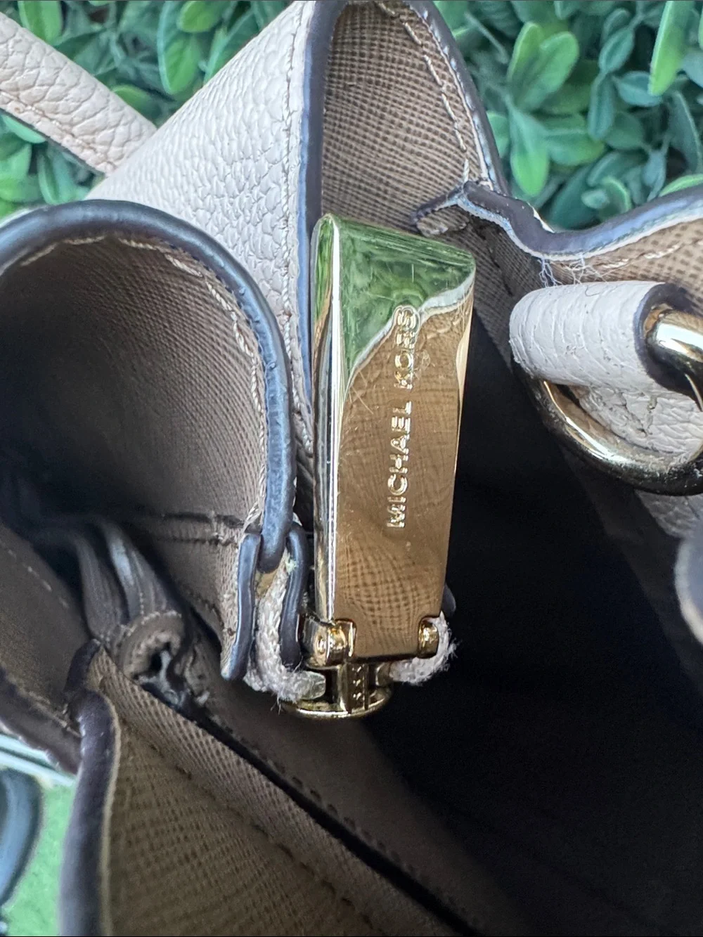 Michael Kors Pebbled Leather Tote in Light Beige